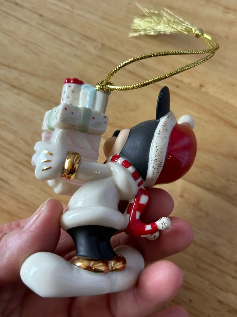 Lenox Mickey Mouse Holiday Ornament - White, Black, Red, Gold, Pink, Green